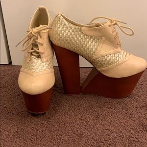 Tan platform wedges